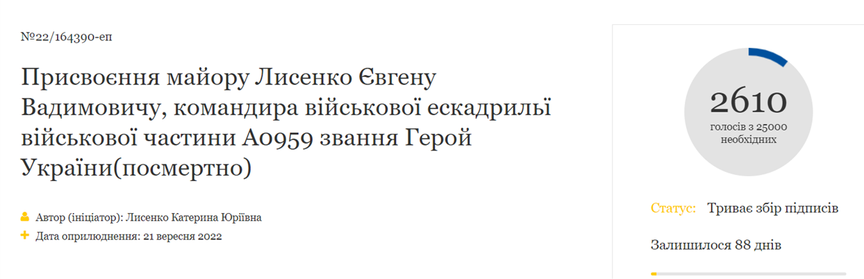 Петиція опублікована на сайті офіційного інтернет-представництва Президента України 